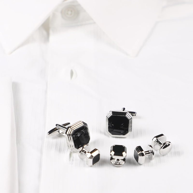 MENDEPOT Men Formal Wear Dress Shirt Cufflinks And Studs Set With Box Wedding Groom Groomsmen Gift - Image 3